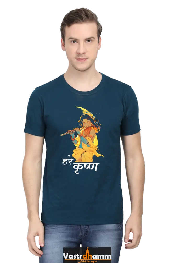 Shree Krishan Radha Krishna Round Neck Half Sleeve Classic T-Shirts for Men Vastrdhamm