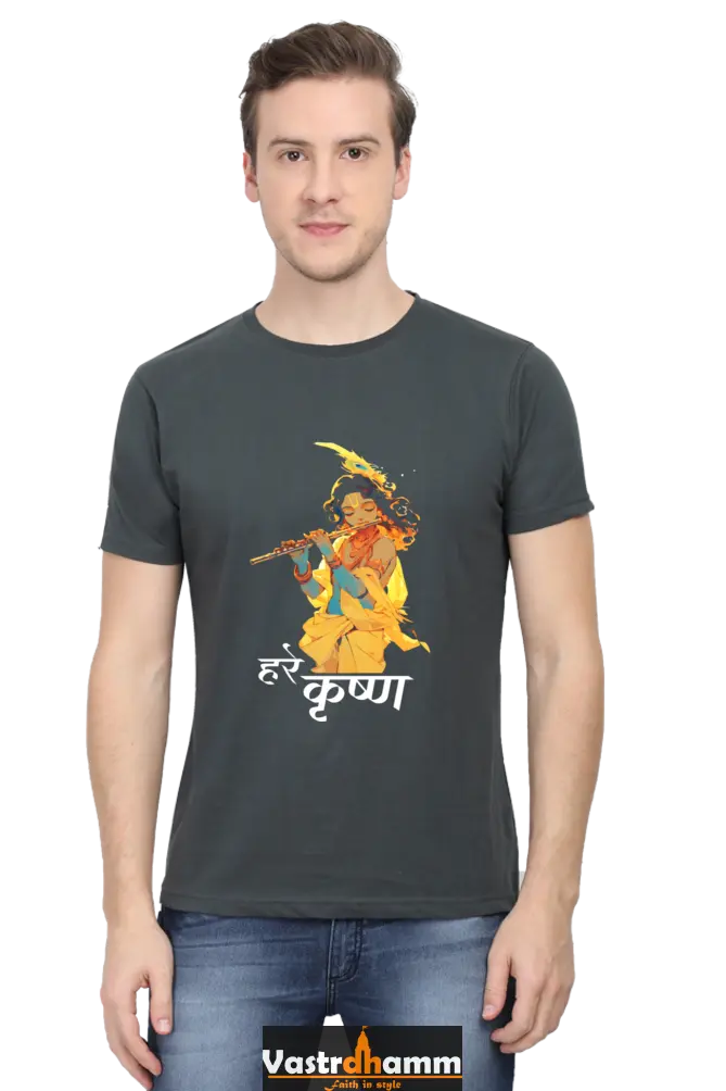 Shree Krishan Radha Krishna Round Neck Half Sleeve Classic T-Shirts for Men Vastrdhamm