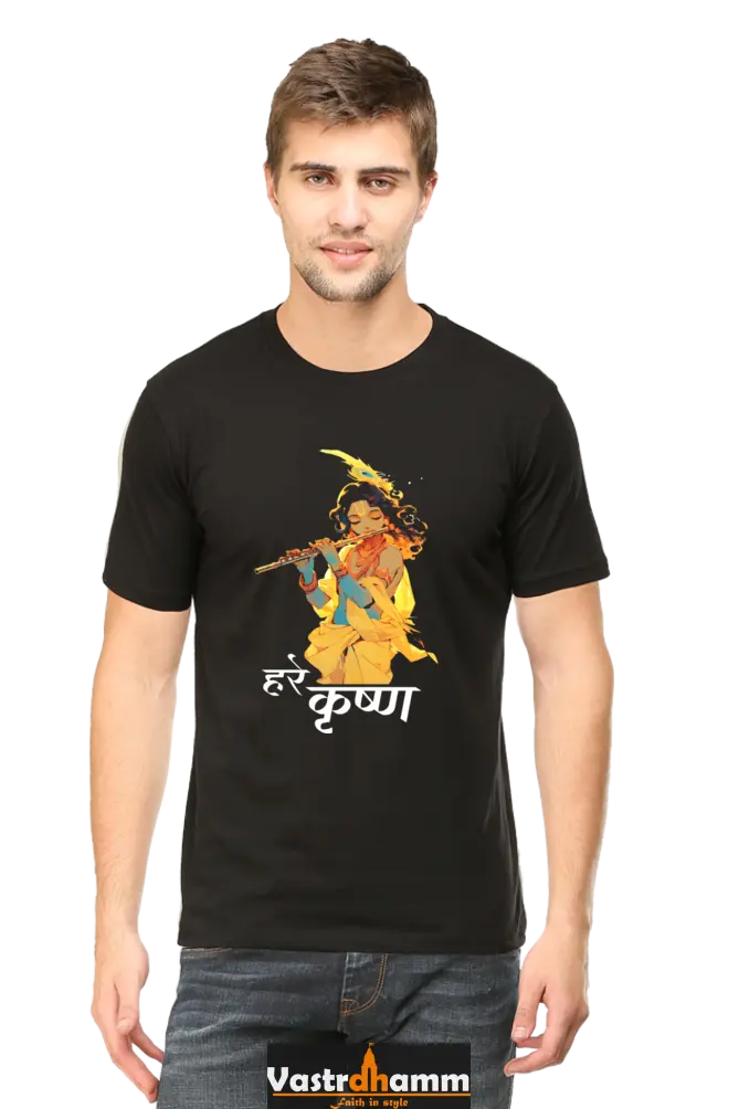 Shree Krishan Radha Krishna Round Neck Half Sleeve Classic T-Shirts for Men Vastrdhamm