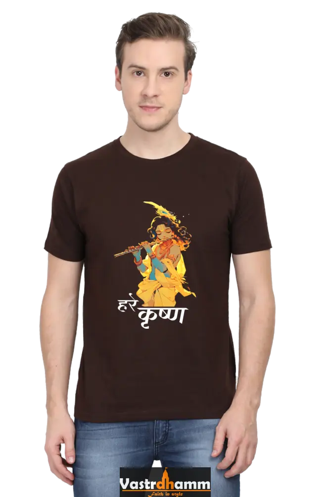 Shree Krishan Radha Krishna Round Neck Half Sleeve Classic T-Shirts for Men Vastrdhamm