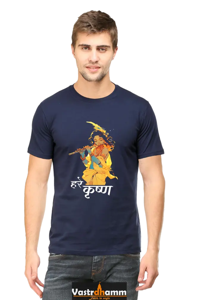 Shree Krishan Radha Krishna Round Neck Half Sleeve Classic T-Shirts for Men Vastrdhamm