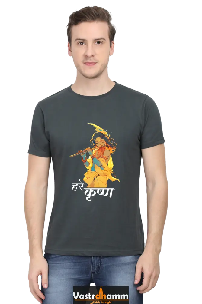 Shree Krishan Radha Krishna Round Neck Half Sleeve Classic T-Shirts for Men Vastrdhamm