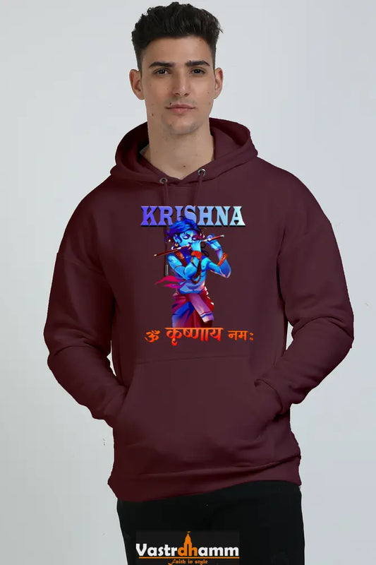 Shree Krishan Vrindavan Oversized Hooded Sweatshirt T-Shirts  for Men Vastrdhamm