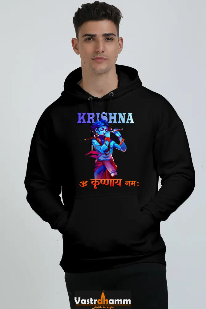 Shree Krishan Vrindavan Oversized Hooded Sweatshirt T-Shirts  for Men Vastrdhamm