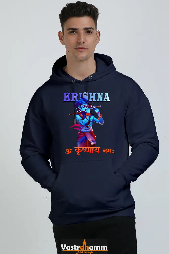 Shree Krishan Vrindavan Oversized Hooded Sweatshirt T-Shirts  for Men Vastrdhamm