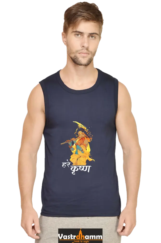 Shree Krishan Vrindavan Round Neck Sleeveless T-Shirts  for Men Vastrdhamm