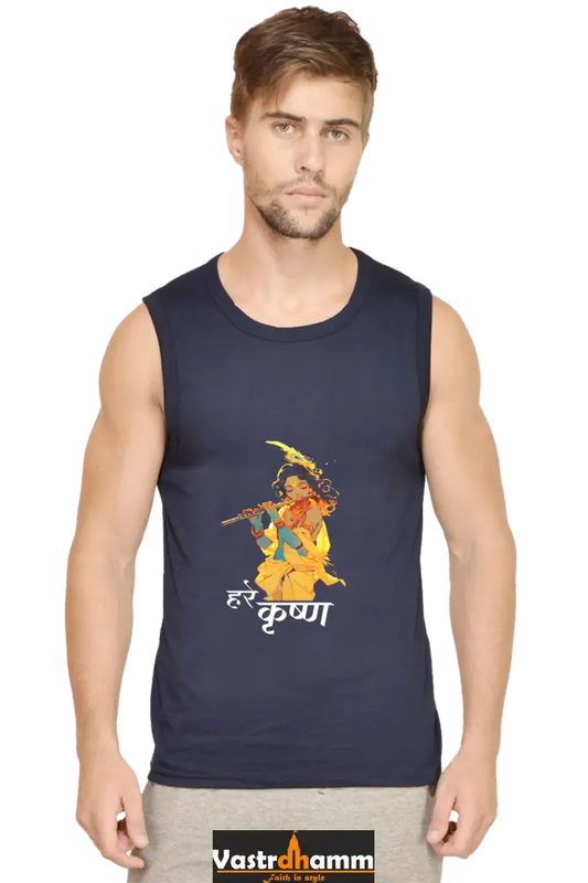 Shree Krishan Vrindavan Round Neck Sleeveless T-Shirts  for Men Vastrdhamm