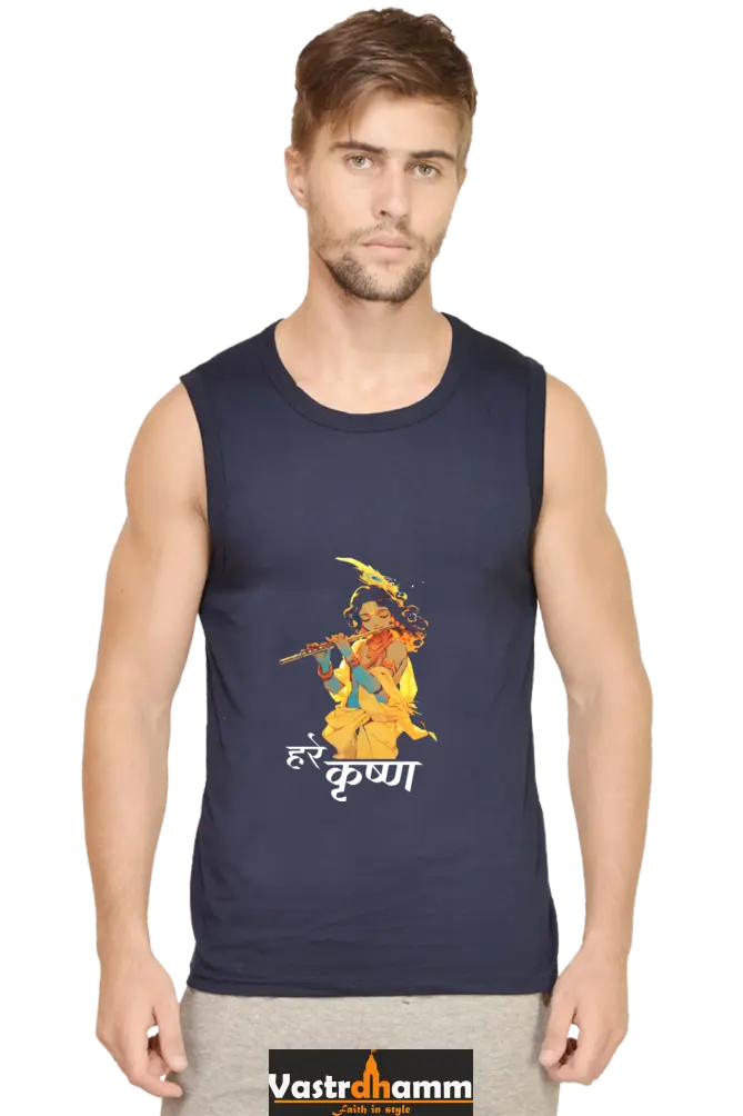 Shree Krishan Vrindavan Round Neck Sleeveless T-Shirts  for Men Vastrdhamm