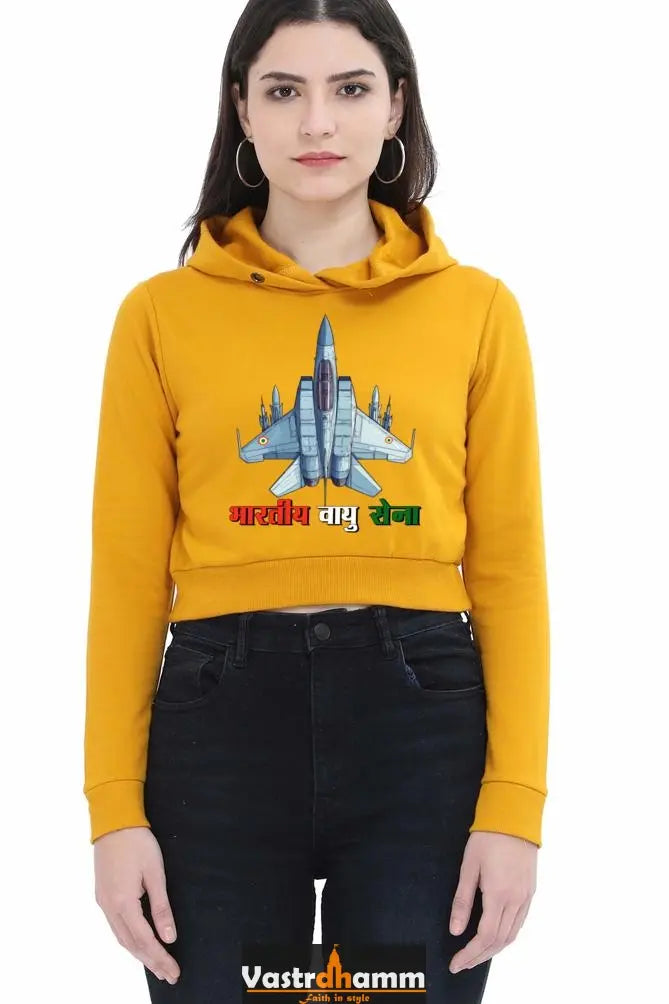 Sky Warriors: Indian Air Force Crop Hoodies for Women Vastrdhamm