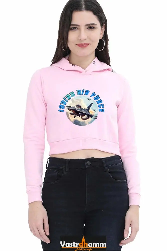 Sky Warriors: Indian Air Force Crop Hoodies for Women Vastrdhamm