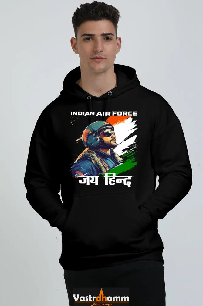 Sky Warriors: Indian Air Force Oversized Hooded Sweatshirt T-Shirts for Men Vastrdhamm