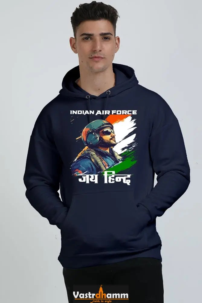 Sky Warriors: Indian Air Force Oversized Hooded Sweatshirt T-Shirts for Men Vastrdhamm