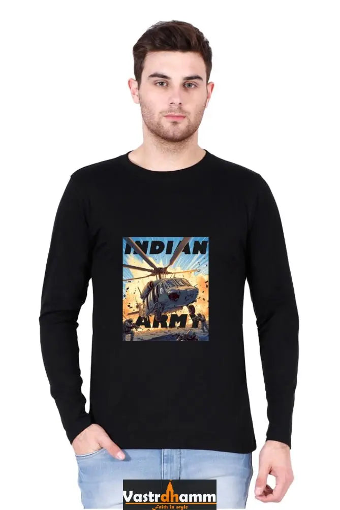 Sky Warriors: Indian Air Force Round Neck Full Sleeve T-Shirts Vastrdhamm