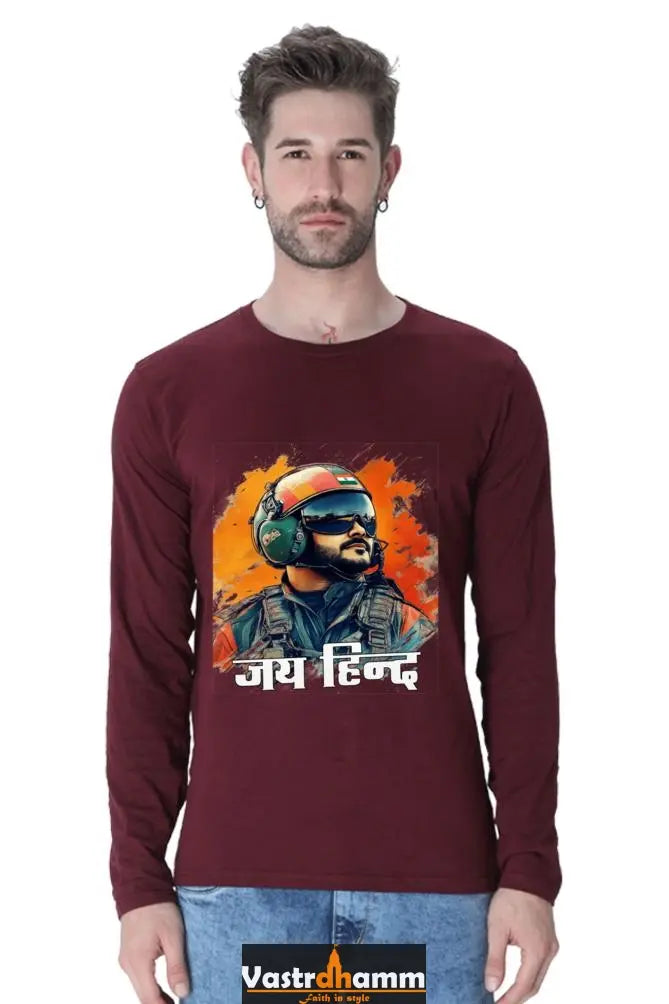 Sky Warriors: Indian Air Force Round Neck Full Sleeve T-Shirts Vastrdhamm