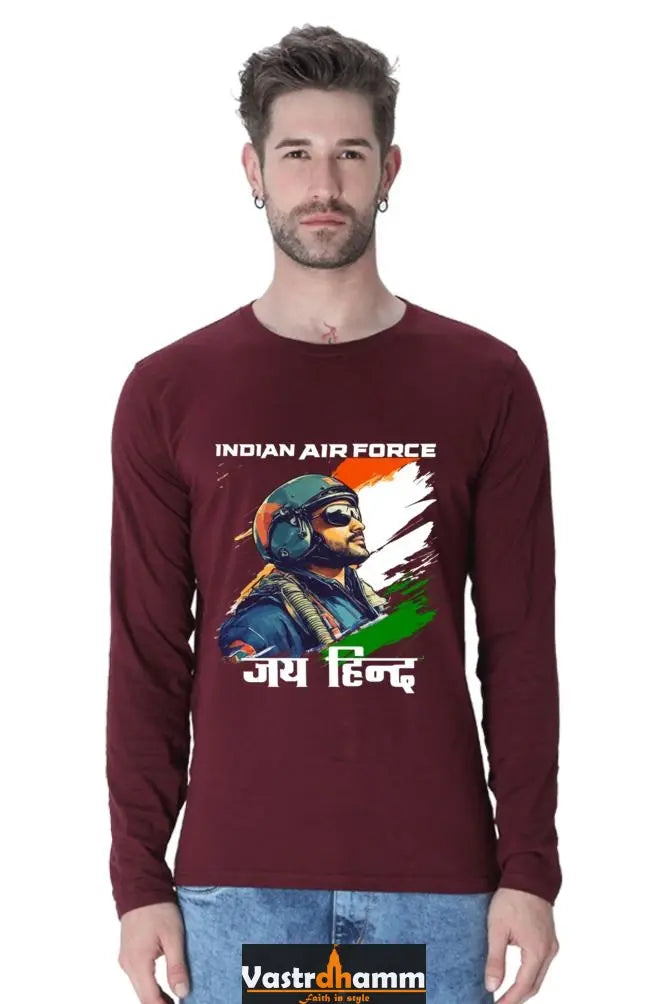 Sky Warriors: Indian Air Force Round Neck Full Sleeve T-Shirts Vastrdhamm