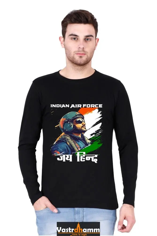 Sky Warriors: Indian Air Force Round Neck Full Sleeve T-Shirts Vastrdhamm