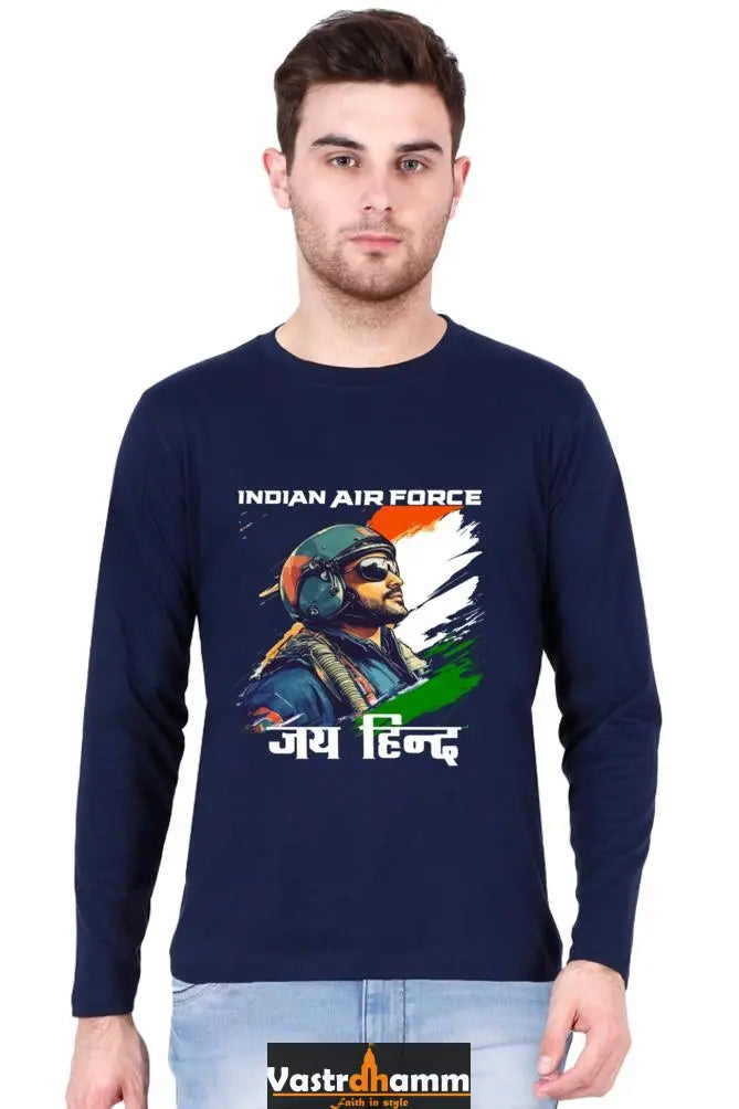 Sky Warriors: Indian Air Force Round Neck Full Sleeve T-Shirts Vastrdhamm