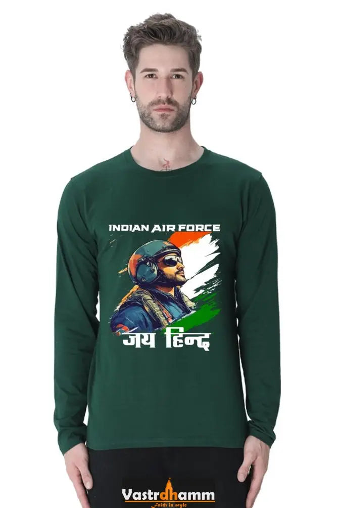 Sky Warriors: Indian Air Force Round Neck Full Sleeve T-Shirts Vastrdhamm