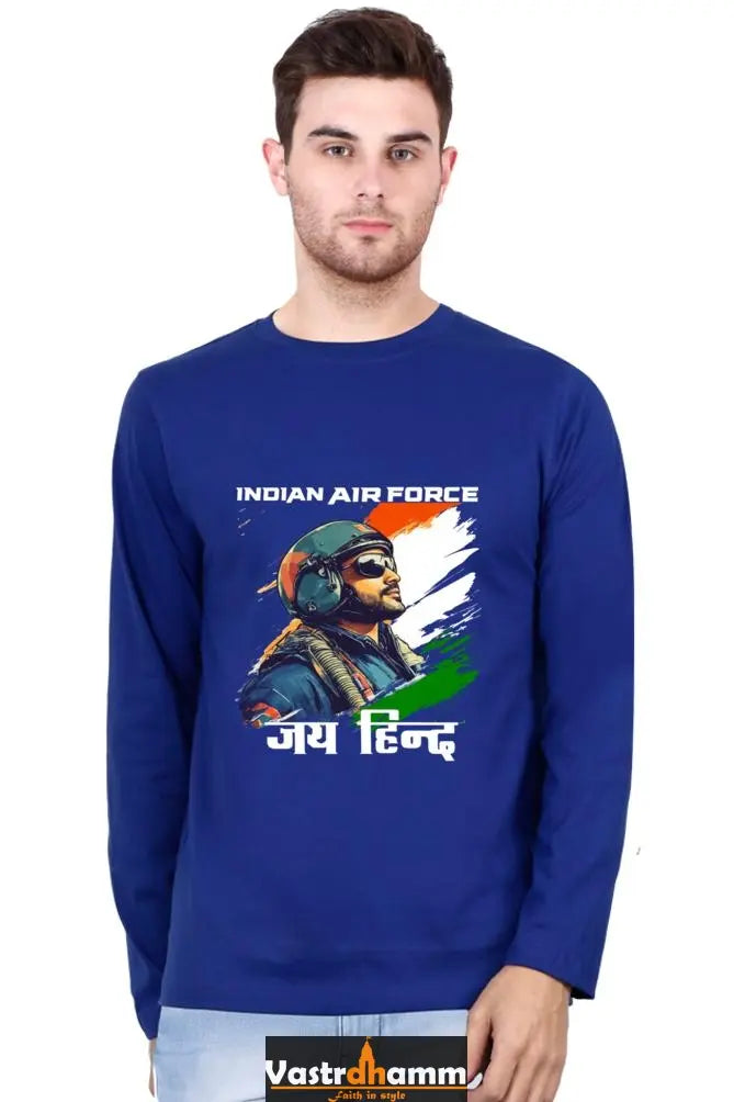 Sky Warriors: Indian Air Force Round Neck Full Sleeve T-Shirts Vastrdhamm