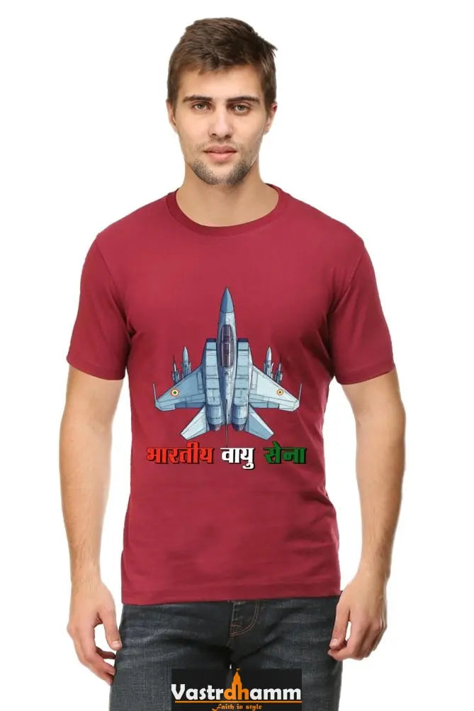 Sky Warriors: Indian Air Force Round Neck Half Sleeve Classic T-Shirts for Men Vastrdhamm