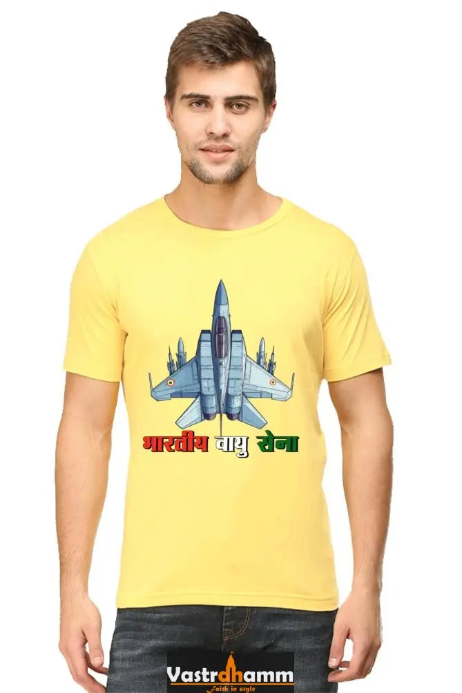 Sky Warriors: Indian Air Force Round Neck Half Sleeve Classic T-Shirts for Men Vastrdhamm