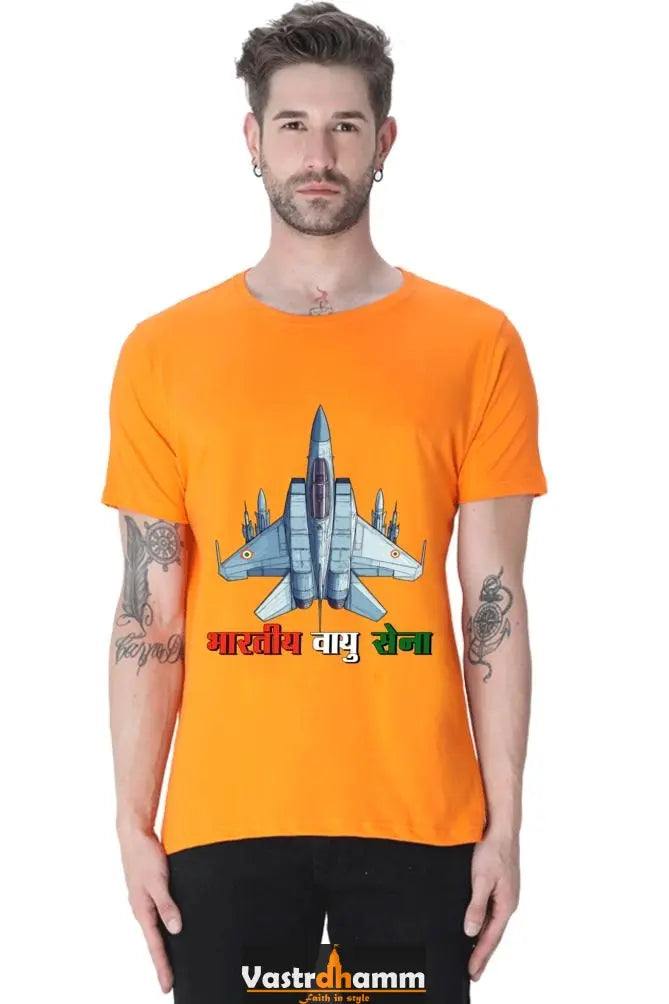 Sky Warriors: Indian Air Force Round Neck Half Sleeve Classic T-Shirts for Men Vastrdhamm