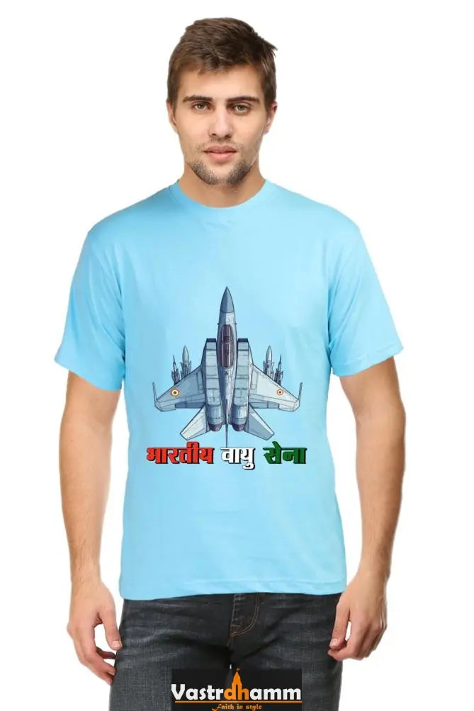 Sky Warriors: Indian Air Force Round Neck Half Sleeve Classic T-Shirts for Men Vastrdhamm