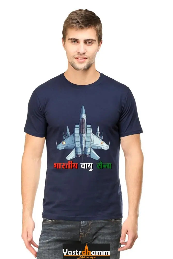 Sky Warriors: Indian Air Force Round Neck Half Sleeve Classic T-Shirts for Men Vastrdhamm