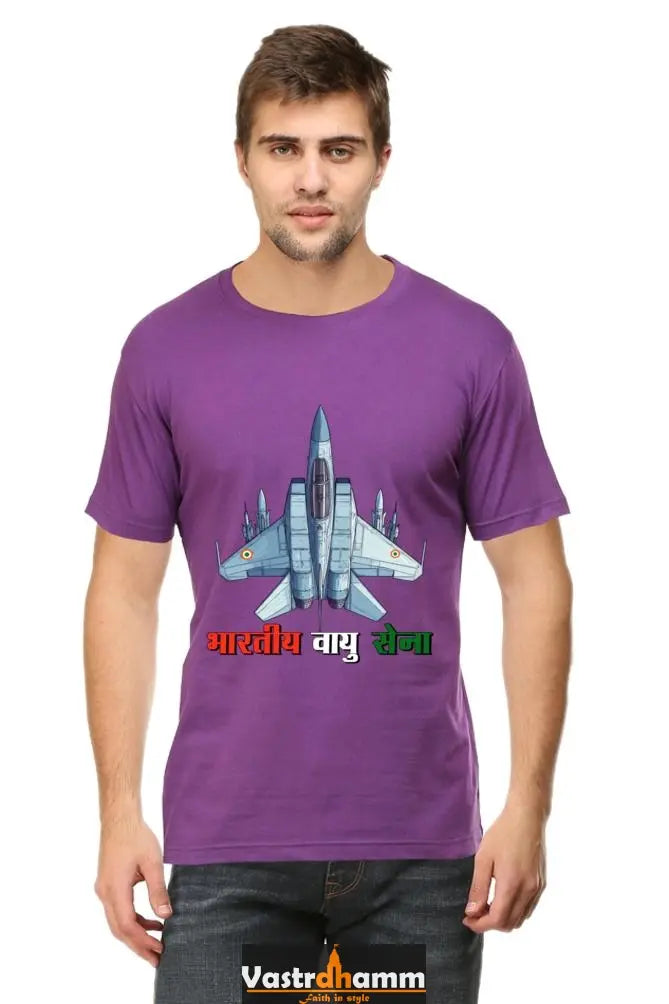 Sky Warriors: Indian Air Force Round Neck Half Sleeve Classic T-Shirts for Men Vastrdhamm