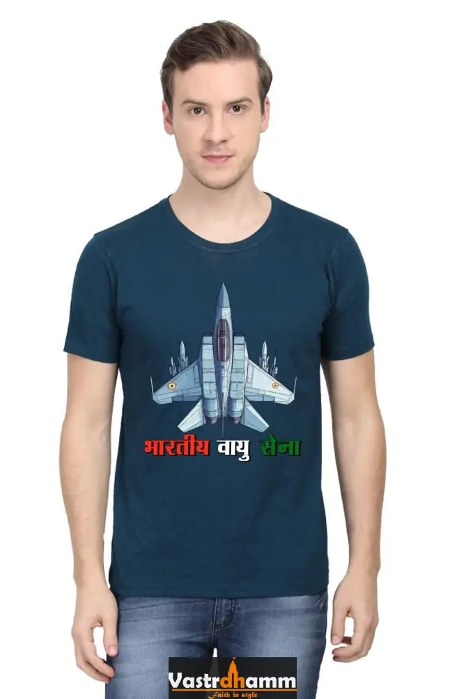 Sky Warriors: Indian Air Force Round Neck Half Sleeve Classic T-Shirts for Men Vastrdhamm