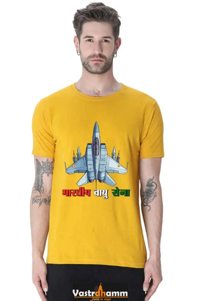 Sky Warriors: Indian Air Force Round Neck Half Sleeve Classic T-Shirts for Men Vastrdhamm