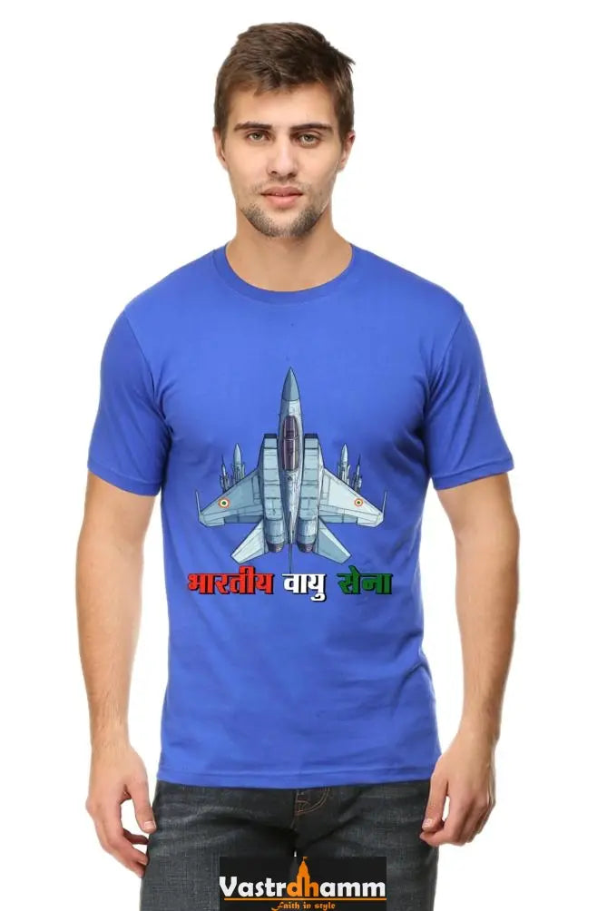 Sky Warriors: Indian Air Force Round Neck Half Sleeve Classic T-Shirts for Men Vastrdhamm