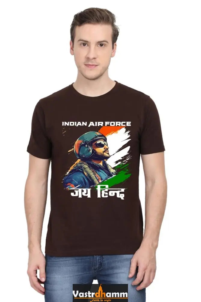 Sky Warriors: Indian Air Force Round Neck Half Sleeve Classic T-Shirts for Men Vastrdhamm