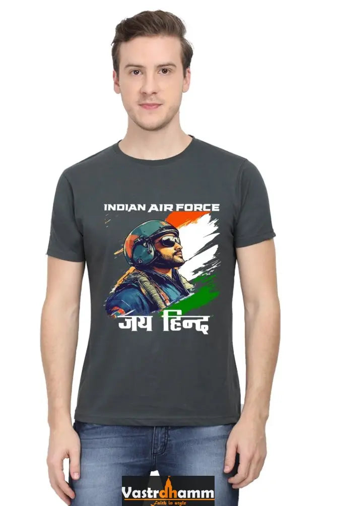 Sky Warriors: Indian Air Force Round Neck Half Sleeve Classic T-Shirts for Men Vastrdhamm