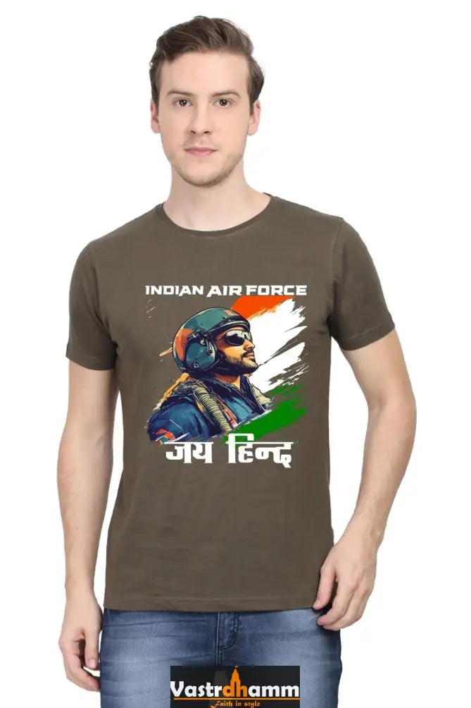 Sky Warriors: Indian Air Force Round Neck Half Sleeve Classic T-Shirts for Men Vastrdhamm