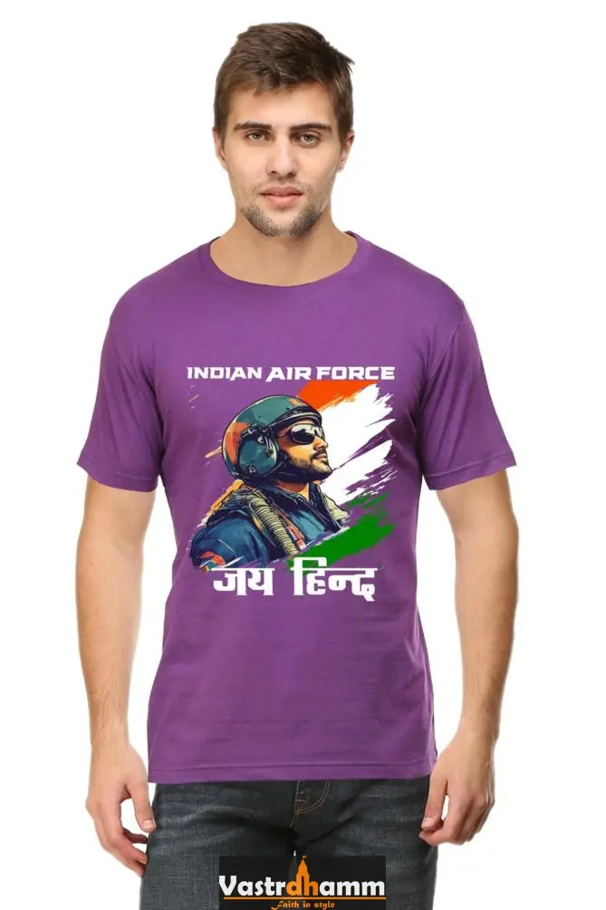 Sky Warriors: Indian Air Force Round Neck Half Sleeve Classic T-Shirts for Men Vastrdhamm