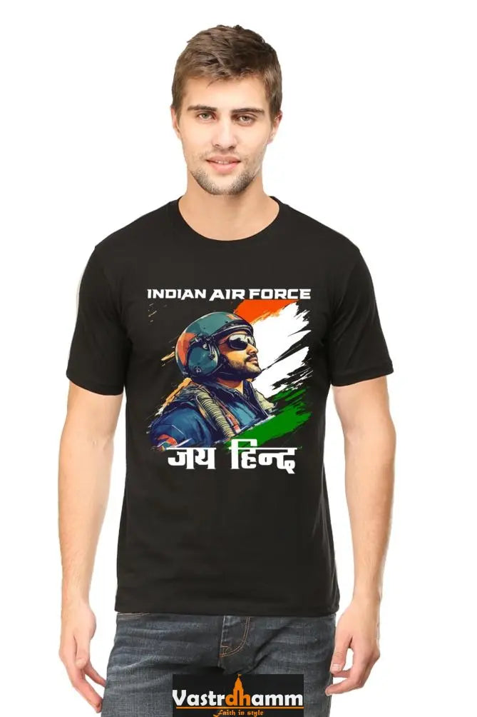 Sky Warriors: Indian Air Force Round Neck Half Sleeve Classic T-Shirts for Men Vastrdhamm