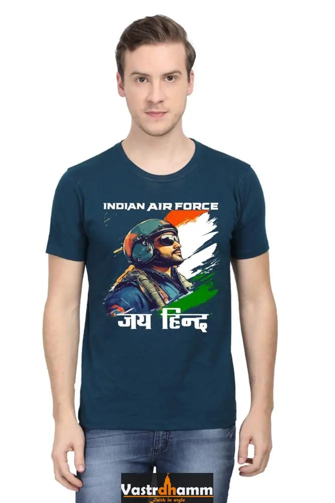 Sky Warriors: Indian Air Force Round Neck Half Sleeve Classic T-Shirts for Men Vastrdhamm