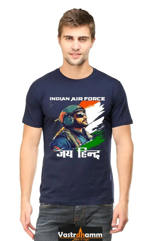 Sky Warriors: Indian Air Force Round Neck Half Sleeve Classic T-Shirts for Men Vastrdhamm