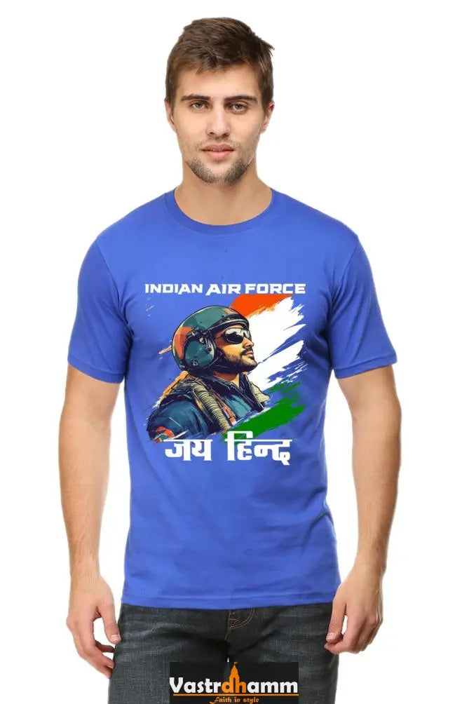 Sky Warriors: Indian Air Force Round Neck Half Sleeve Classic T-Shirts for Men Vastrdhamm