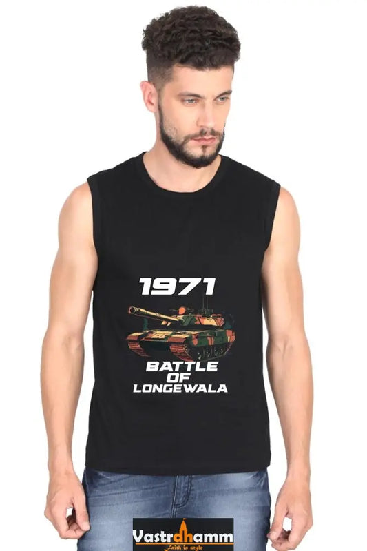 Victory at Longewala Round Neck Sleeveless T-Shirts for Men Vastrdhamm