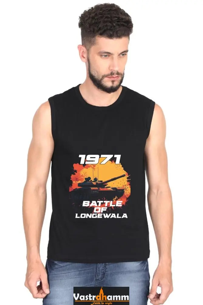 Victory at Longewala Round Neck Sleeveless T-Shirts for Men Vastrdhamm